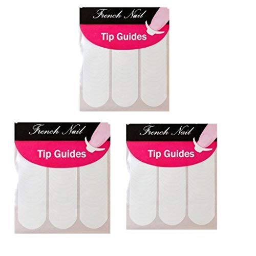 PiniceCore para Las uñas Pegatinas manicura Francesa del Clavo Etiqueta engomada del Arte Guía de Belleza Herramientas 3 Piezas Blancas