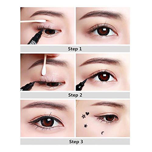 Pinkiou Eyeliner con sello de maquillaje 2 cabezas herramienta de maquillaje a prueba de agua (4 en 1)