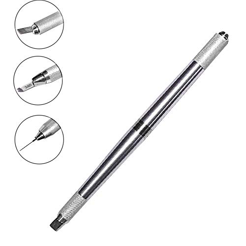 Pinkiou Microblading Pen Eyebrow Tattoo Pens 3 en 1 herramienta de maquillaje permanente de cejas (plata)