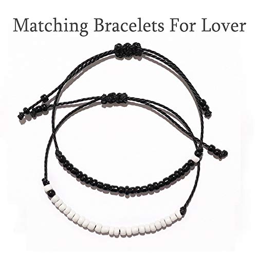 Pinky Promise Distance Pulseras a juego, Para parejas, Mejor amigo Pulsera Regalos Novio Novia, El y Ella, Mujer Hombres (Con cuentas)