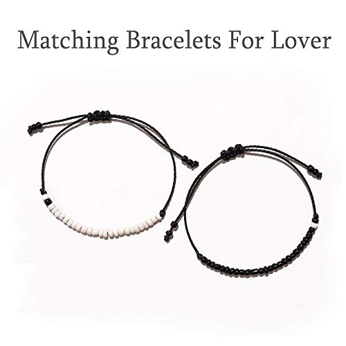 Pinky Promise Distance Pulseras a juego, Para parejas, Mejor amigo Pulsera Regalos Novio Novia, El y Ella, Mujer Hombres (Con cuentas)