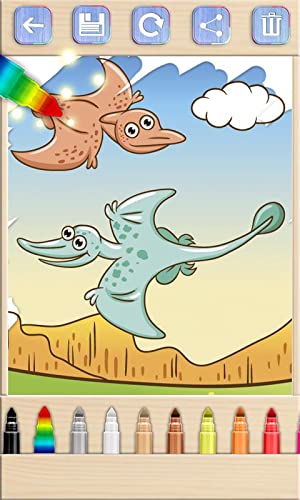 Pinta dinosaurios mágico. Juego de niños para dibujar y colorear dinos. Colorea con los dedos