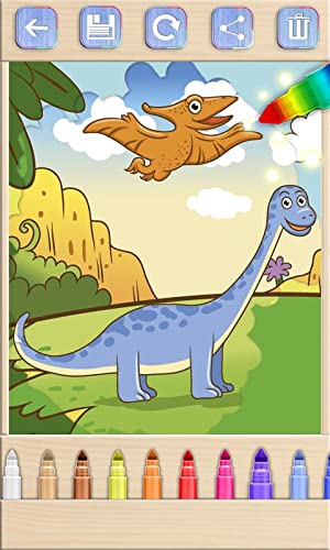 Pinta dinosaurios mágico. Juego de niños para dibujar y colorear dinos. Colorea con los dedos