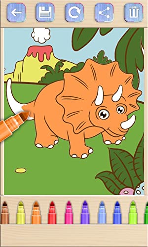 Pinta dinosaurios mágico. Juego de niños para dibujar y colorear dinos. Colorea con los dedos