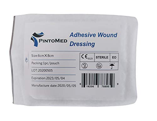 PintoMed - Apósito Adhesivo Esterilizado - 8cm x 6cm - Pack 25 unidades - Adecuado para cortes, rasguños y úlceras