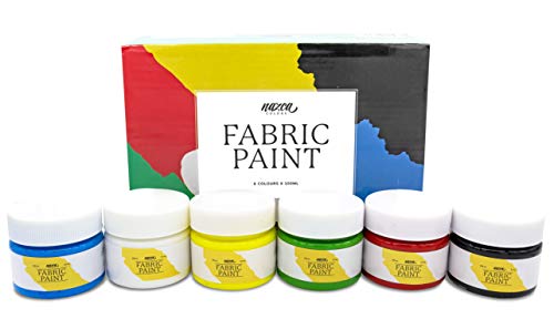 Pintura para Tela y Ropa Calidad Profesional Nazca - 6 Colores x 100ml - Set de Pintura Acrílica Textil Permanente con Gran Capacidad de Cobertura Ideal para toda clase de Tejidos, Camisetas, Bolsas