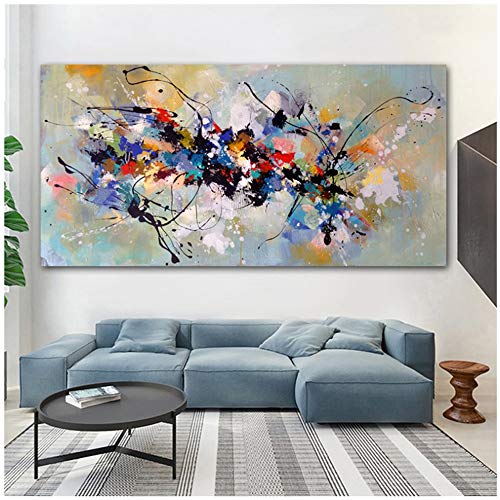 Pinturas sobre lienzo Arte de la pared Cuadros abstractos para sala de estar Dormitorio Moderno hogar Pintura decorativa 70x140cm Sin marco Colorido