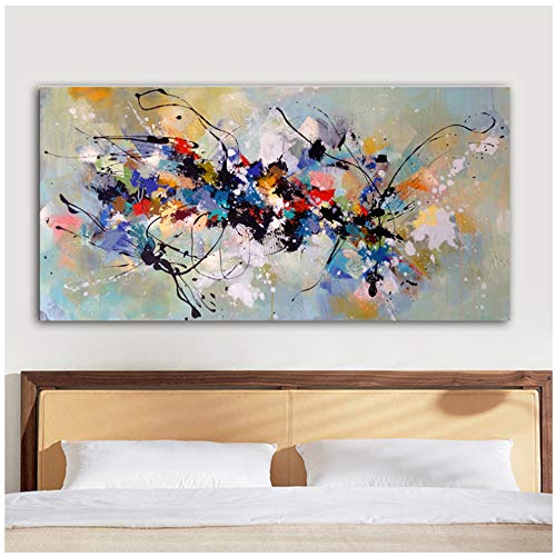 Pinturas sobre lienzo Arte de la pared Cuadros abstractos para sala de estar Dormitorio Moderno hogar Pintura decorativa 70x140cm Sin marco Colorido