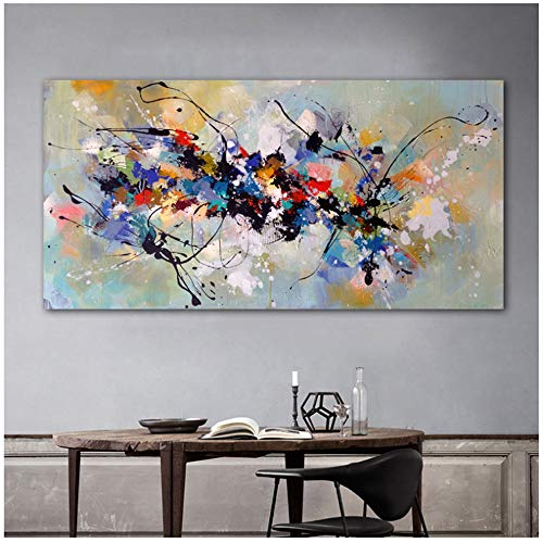 Pinturas sobre lienzo Arte de la pared Cuadros abstractos para sala de estar Dormitorio Moderno hogar Pintura decorativa 70x140cm Sin marco Colorido