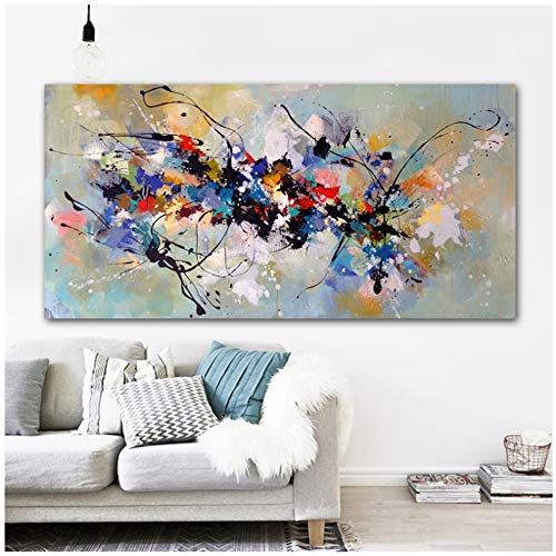 Pinturas sobre lienzo Arte de la pared Cuadros abstractos para sala de estar Dormitorio Moderno hogar Pintura decorativa 70x140cm Sin marco Colorido