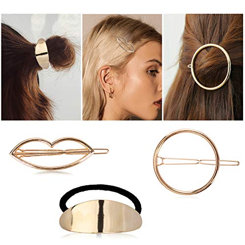 Pinza de Pelo de Metal Geométrico Círculo de Plumas Luna Estrella Accesorios de Pelo Hoja Lazos Elásticos Para Niñas Mujer 14Pcs