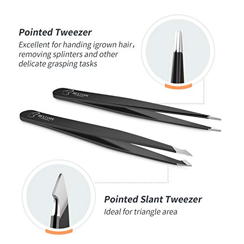 Pinzas de Depilar BESTOPE 4 Piezas Pinzas Cejas de Precisión Acero inoxidable Profesional para Depilación con Tijeras y Maquinilla de cejas