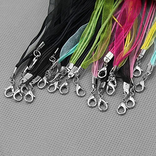 Pinzhi - 20 Piezas Cuerda Cordón Collar con Cierre Mosquetón 43cm Ajustable Bisutería