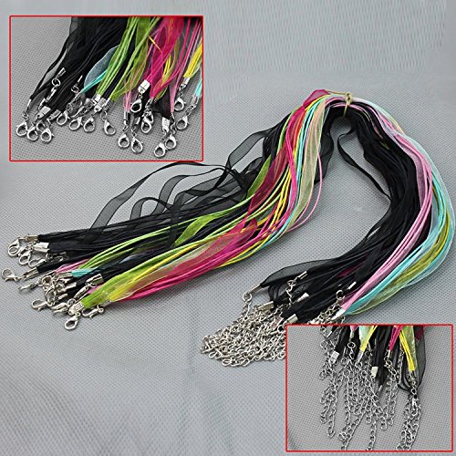 Pinzhi - 20 Piezas Cuerda Cordón Collar con Cierre Mosquetón 43cm Ajustable Bisutería