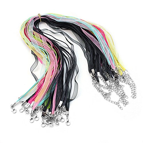 Pinzhi - 20 Piezas Cuerda Cordón Collar con Cierre Mosquetón 43cm Ajustable Bisutería
