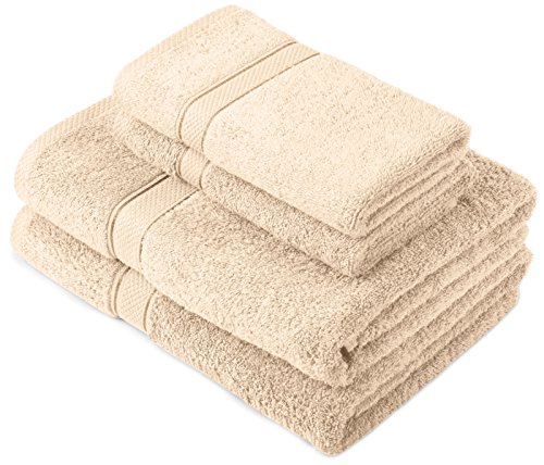 Pinzon by Amazon - Juego de toallas de algodón egipcio (2 toallas de baño y 2 toallas de manos), color crema