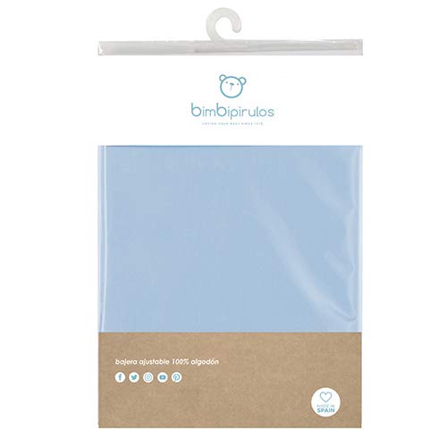 Pirulos Sábana Bajera Ajustable de Alta Calidad 100% Algodón para Cuna de 60 x 120 cm/Sábana Bajera Cuna Bebé Alta Calidad, Color Azul