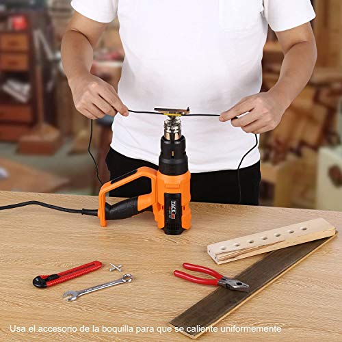 Pistola de Aire Caliente, Tacklife 2000W HGP73AC Decapadora, 230V/50Hz, Temperatura Ajustable ( 50 ℃- 250 L/min, 50 ~450 ℃-250 L/min, 90 ~600℃-500 L/min), Pelar Pintura, Deformar Tubos, Encoger PVC