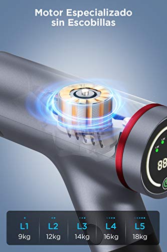 Pistola de Masaje Muscular, ANFLAG Premium Masajeador de Músculo Profundo, Massage Gun portátil con 5 Cabezas de Masaje/5 Modos de Masaje/LCD Pantalla/Silencioso para Relajación Recuperación