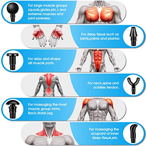 Pistola de Masaje Muscular,Hangrui Pistola de Masaje con 20 Niveles Ajustables,Pistola Masajeadora Muscular Personal de Mano,6 Cabezas de Masaje y Pantalla LCD HD (Euro Plug)