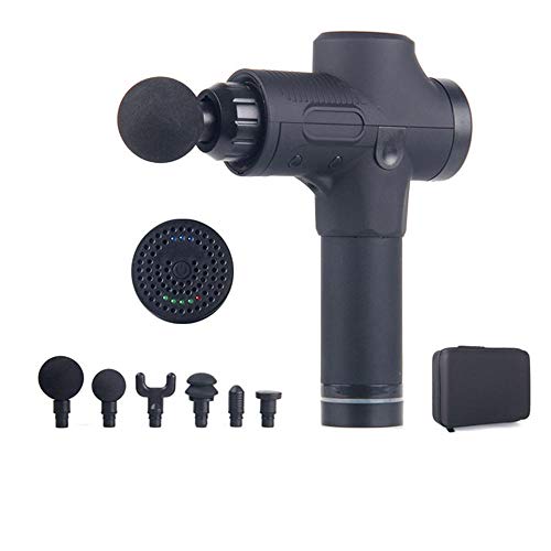 pistolet massage massage gun cervical epaule pistolet Pistolet à impact électrique relaxation musculaire remise forme, pistolet massage à moteur sans balais ultra silencieux 3 vitesses 6 têtes-noir