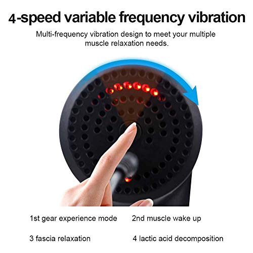 Pistolet Massage Portable massage gun cervical epaule fesse pistolet Pistolet électrique massage relaxation musculaire vibration, équipement mise en forme fitness à domicile, 4 vitesses 4 têtes-rouge