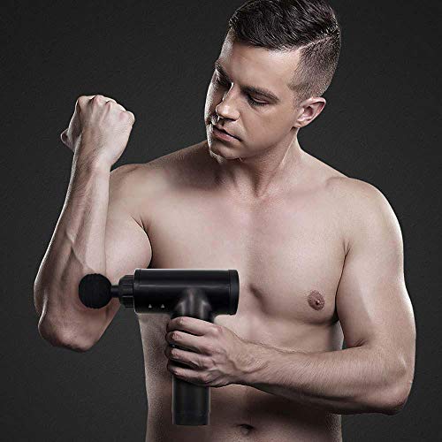 Pistolet Massage Portable massage gun cervical epaule fesse pistolet Pistolet électrique massage relaxation musculaire vibration, équipement mise en forme fitness à domicile, 4 vitesses 4 têtes-rouge