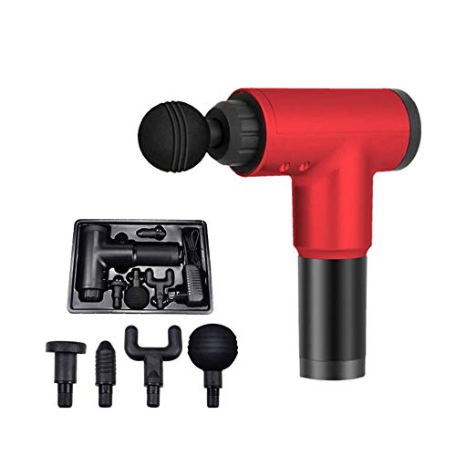 Pistolet Massage Portable massage gun cervical epaule fesse pistolet Pistolet électrique massage relaxation musculaire vibration, équipement mise en forme fitness à domicile, 4 vitesses 4 têtes-rouge