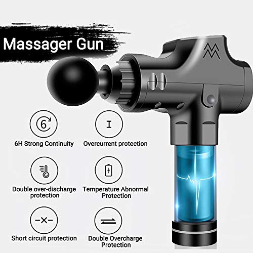 Pistolet Massage Portable massage gun cervical epaule pistolet Appareil massage musculaire sans fil à écran tactile avec 4 têtes 20 régulation vitesse pour soulager rapidement douleur musculaire-noir
