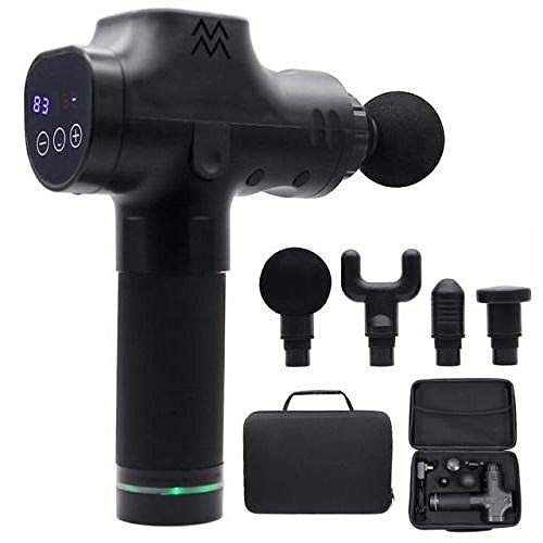 Pistolet Massage Portable massage gun cervical epaule pistolet Appareil massage musculaire sans fil à écran tactile avec 4 têtes 20 régulation vitesse pour soulager rapidement douleur musculaire-noir