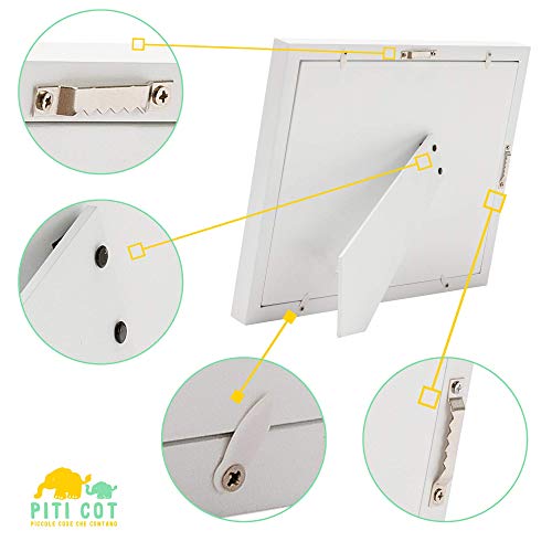 PITI COT Marco Huellas Bebé | Letras Números y Soporte para Pulsera de Nacimiento | Kit para Huella de Pie e Manos | Regalos para Bebès Recien Nacidos Bautizo Niño y Niña | Decoracion Habitacion