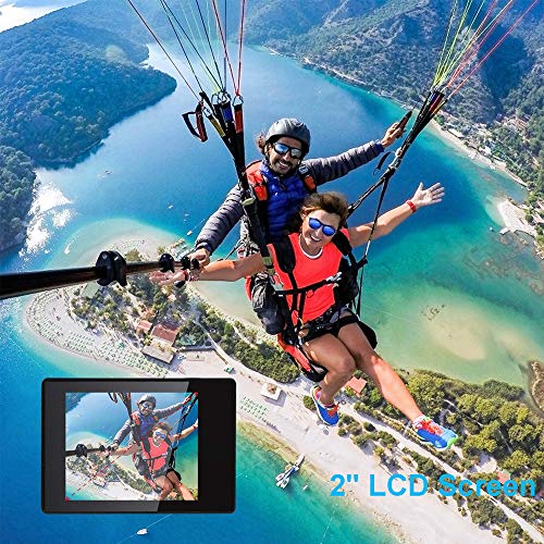 Piwoka Cámara Deportiva HD1080P 12MP Impermeable 30M acción cámara submarina Pantalla 2" LCD Gran Angular con Multi Accesorios para Deportes, Buceo, Coche, Moto, Bicicleta etc. (Azule)