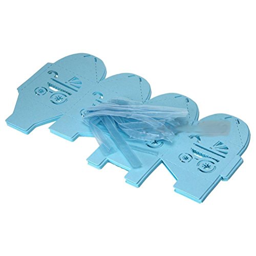 PIXNOR 50 Piezas Caja para Caramelos Regalo Bombones Recuerdos de Bautizos Bodas con Cinta (Azul Cielo)