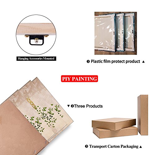 PIY 3X Cuadro Sobre Lienzo Imagen de Plantas Verdes Elegantes en Botellas de jarrón Canvas Wall Art de la Lona Arte de Pared Listo para Colgar Cuadros Sobre el Lienzo con Sala Comedor Cocina 30x30cm