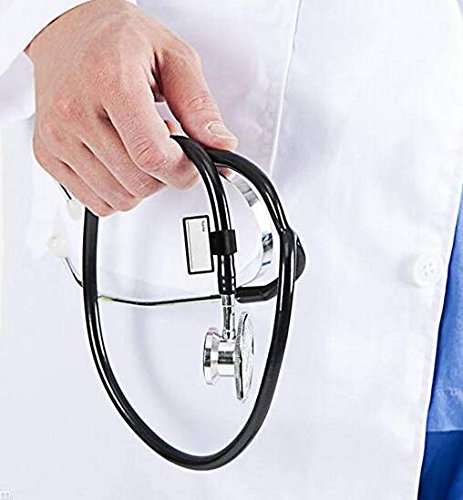 Placas de identificación de doble cara negras de plástico, soporte de tarjeta con clips para tubo de estetoscopio, 6 piezas