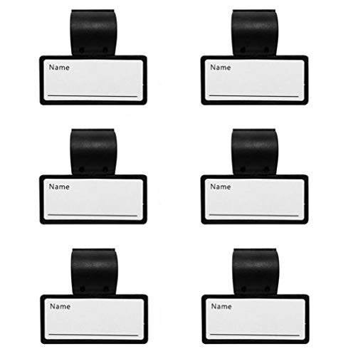 Placas de identificación de doble cara negras de plástico, soporte de tarjeta con clips para tubo de estetoscopio, 6 piezas