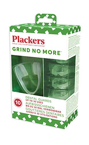 Plackers Grind No More - Protectores dentales para la boca de los dientes, bruxismo y dientes de clinación, sin BPA, paquete de 10 unidades