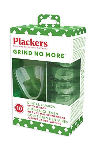 Plackers Grind No More - Protectores dentales para la boca de los dientes, bruxismo y dientes de clinación, sin BPA, paquete de 10 unidades