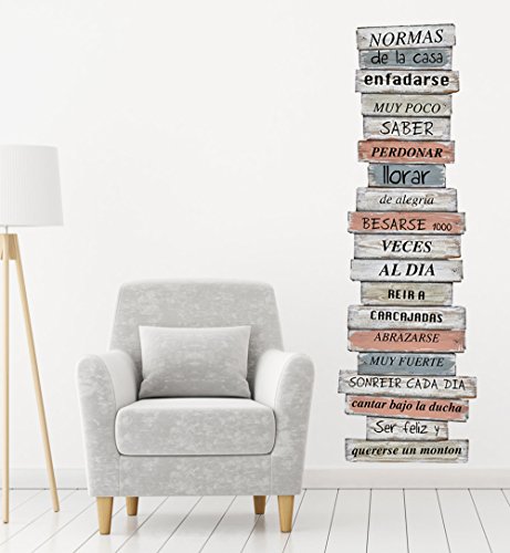 Plage Decoración Mural Adhesiva Gigante-Pancarta: Normas de la Casa, Vinilo, Multicolor, 60x3x180 cm