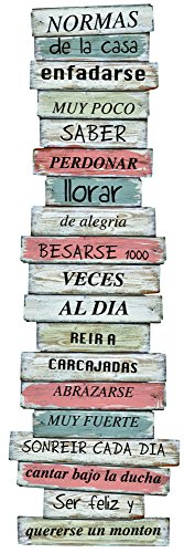 Plage Decoración Mural Adhesiva Gigante-Pancarta: Normas de la Casa, Vinilo, Multicolor, 60x3x180 cm