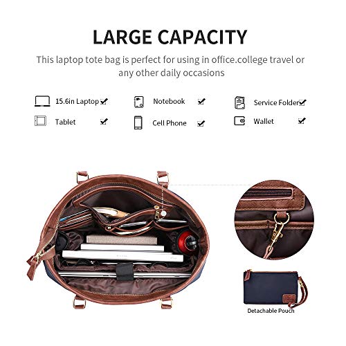 Plambag Bolsos Mujer Piel Gran Bolsa de Trabajo para Ordenador 15,6 Pulgadas Bolso Mujer de Hombro Mano