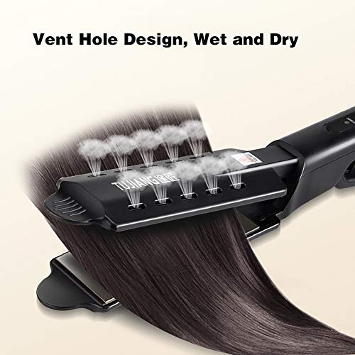 Plancha de pelo de hierro plano iónico de turmalina de cerámica, planeador profesional para salón de instrumentos, barra de temperatura ajustable, para todo tipo de cabello
