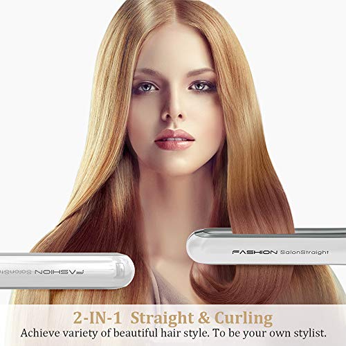 Plancha de Pelo, FLYCO Plancha de Pelo profesional, Alisador y Rizador 2 en 1, con Placa Flotante 3D de Cerámica, Calentado en 15s, Doble Voltaje, Adecuada para Todo Tipo de Cabellos