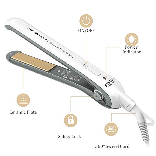 Plancha de Pelo, FLYCO Plancha de Pelo profesional, Alisador y Rizador 2 en 1, con Placa Flotante 3D de Cerámica, Calentado en 15s, Doble Voltaje, Adecuada para Todo Tipo de Cabellos