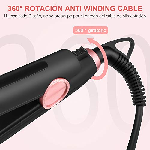 Plancha de pelo profesional, plancha de cerámica INSMART con pantalla LCD digital y temperatura ajustable para todo tipo de cabello, hace que el cabello sea brillante y sedoso (negro)