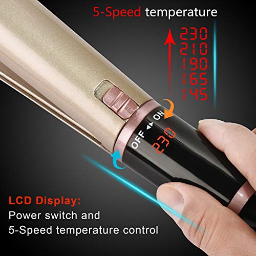 Plancha de Pelo Profesional Plancha Pelo Plancha de Alisado de Cerámica y Antiestática 2 en 1 para Alisar y Rizos & Ondas con 5 Temperatura Ajustable y Pantalla LCD para Todo Tipo de Cabello