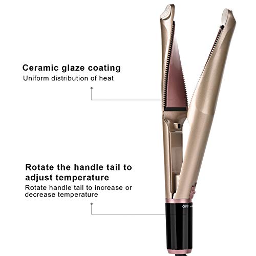 Plancha de Pelo Profesional Plancha Pelo Plancha de Alisado de Cerámica y Antiestática 2 en 1 para Alisar y Rizos & Ondas con 5 Temperatura Ajustable y Pantalla LCD para Todo Tipo de Cabello