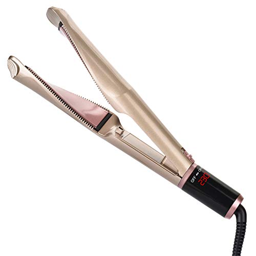 Plancha de Pelo Profesional Plancha Pelo Plancha de Alisado de Cerámica y Antiestática 2 en 1 para Alisar y Rizos & Ondas con 5 Temperatura Ajustable y Pantalla LCD para Todo Tipo de Cabello