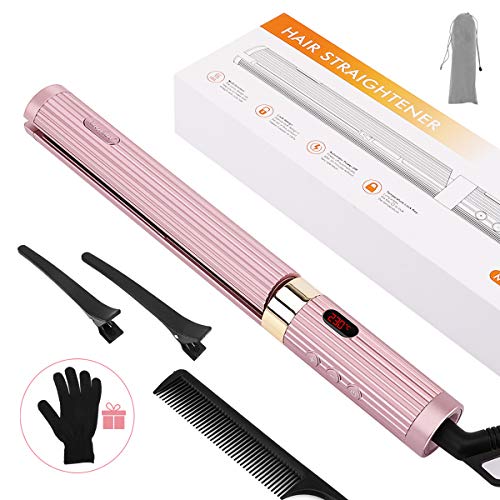 Plancha de Pelo Profesional, Planchas Para el Cabello 2 en 1 Con Placas de Cerámica, Planchas Para Todo Tipo de Cabello,oro rosa