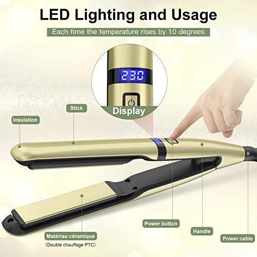 Plancha de Pelo Profesional,Plancha para Cabello con Tecnología de Iones,LED Digital Pantalla,Cerámica Turmalina no Dañar el Pelo,8 Modos 160℃ -230℃ Temperatura Ajustable